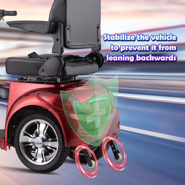 Super Large Electric 3 Wheel Mobility Scooters, Heavy Duty 800W Wheelchair Device, 500 LBS Capacity for Seniors Adults, Speed Adjust, Remote Key, Receive Ready to Ride.(Red)