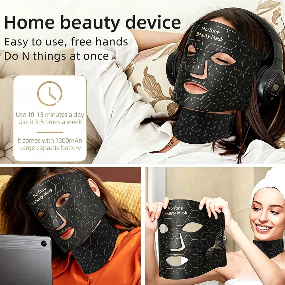 Morfone 7-in-1 LED Red Light Therapy Mask Face & Neck Light Therapy Device Rechargeable Silicone Mask