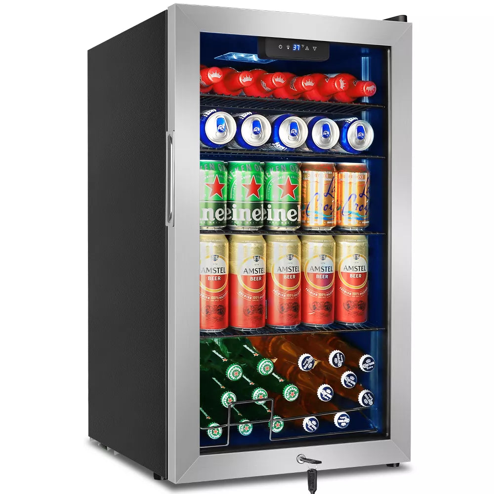Denjol Commercial Beverage Refrigerator - Touch Screen Control, 130 Can Storage, Frost-Free Cooling