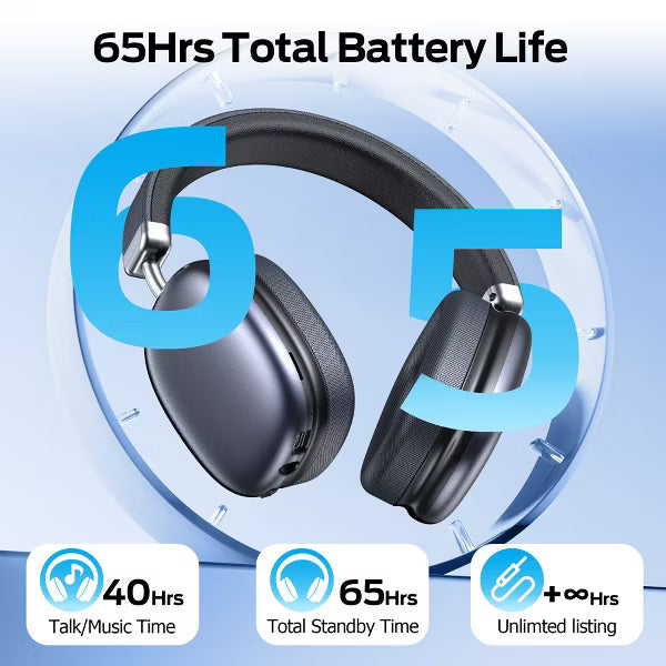 Wireless Over-Ear Headphones Bluetooth 5.4: 40H Playtime, 4 Mics ENC Noise Cancelling, Deep Bass, Lightweight Comfort for Travel & Work
