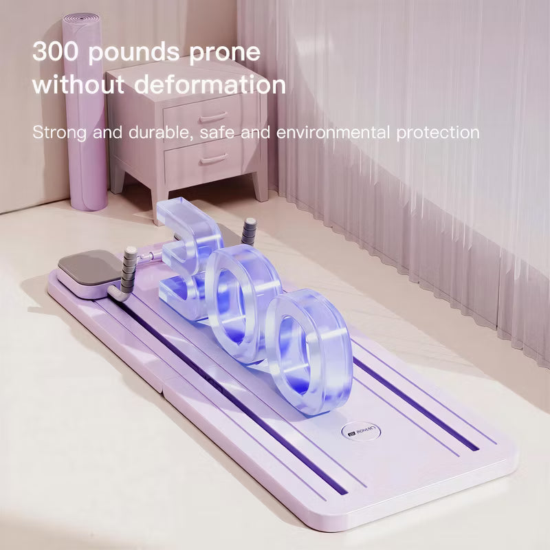 5-in-1 Pilates Board with Yoga Socks, Foldable Home Workout Equipment Set Featuring Smart Timer, Comfortable Pads for Core Strength, Balance (Purple)