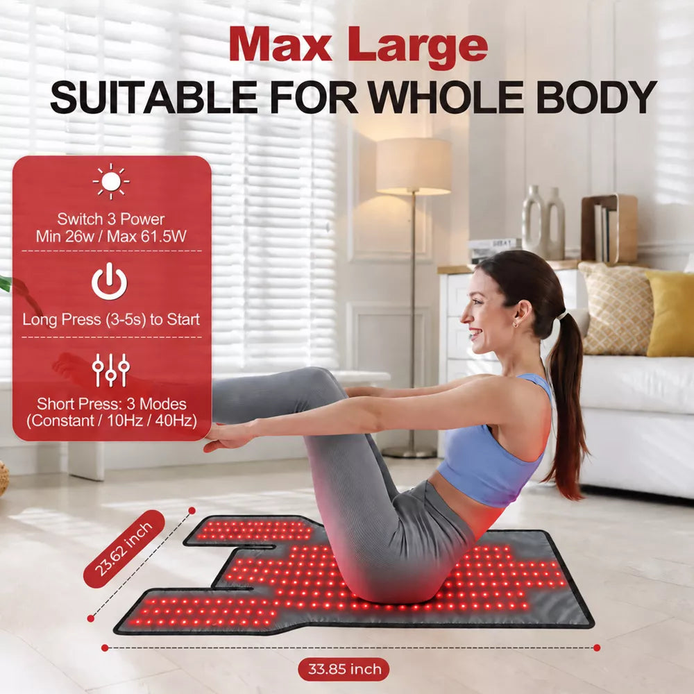 Morfone Full Body TPU Red Light Therapy Mat,2-in-1 Shoulder Wrap&Therapy Pad,660nm&850nm LED Red Light Therapy Pad