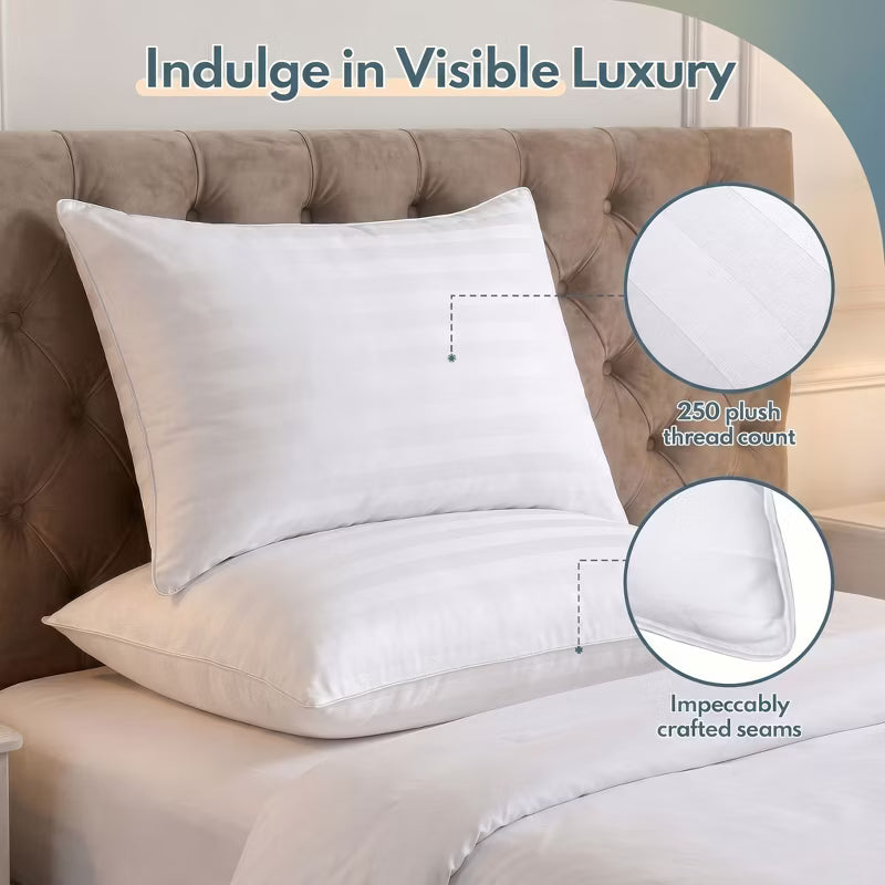 Heycuzi Queen Pillows for Sleeping - Hotel Quality Down Alternative Microfiber Fill - Ideal for Back, Stomach, Side Sleepers