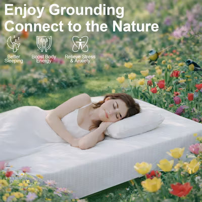 Grounding Sheets Queen, 60"x80",90% Rayon+ 10% Silver Fiber ,Deep Pocket Grounded Bed Sheet, Relieves Pain,off-white