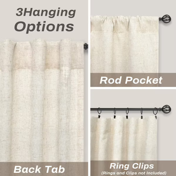 DriftAway 100% Blackout Linen Textured Curtains Double Layer Drape Farmhouse Thermal Insulated Burnt Orange 52X84