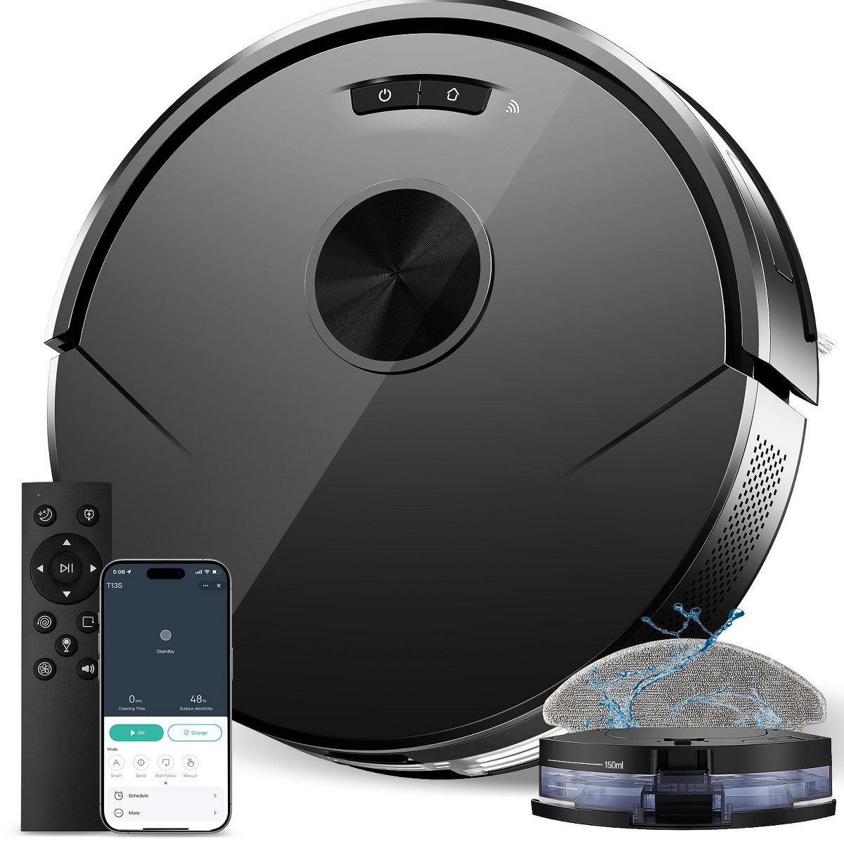 Teendow 2 in 1 Robot Vacuum and Mop Combo,8000Pa Self-Charging Robotic Vacuum Cleaner for Pet Hair, Hard Floors & Carpets, App & Voice Control