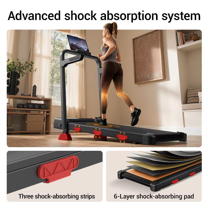KikiBriz 14% Incline Walking Pad with Handle Bar, Foldable Under Desk Treadmill, 2.5HP Quiet Brushless Motor, LED Display, Remote Control, 300 LBS