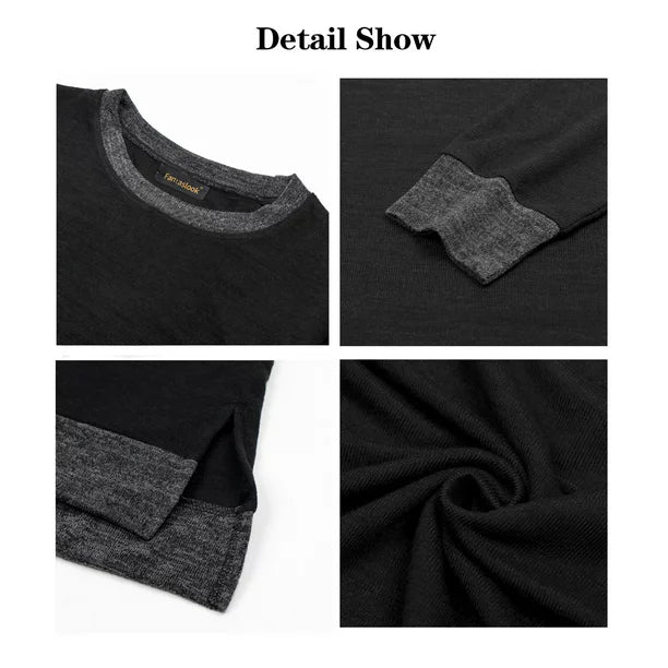 Fantaslook Sweatshirt for Women Long Sleeve Tunic Tops Color Block Crewneck Sweatshirts Side Split