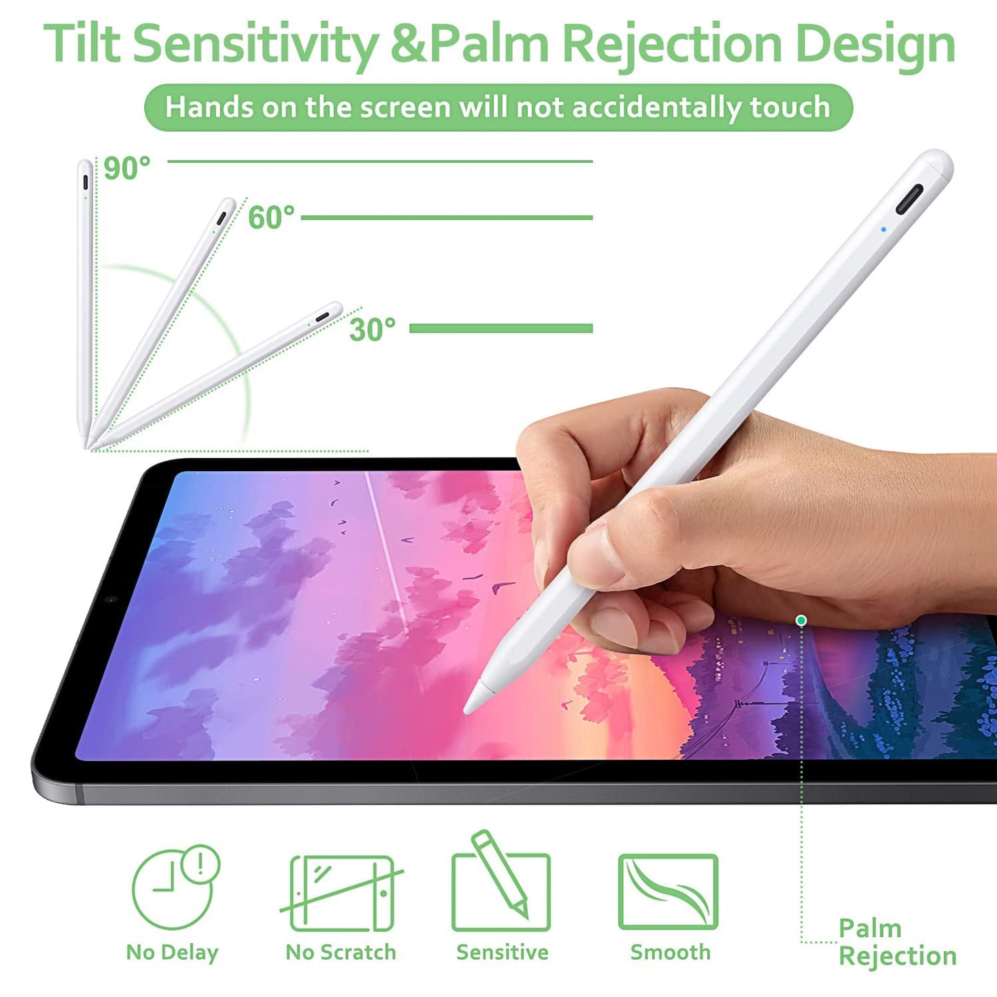 Stylus Pen for iPad,Apple Pens,IPad Pencil 2nd Generation,Smart Touch Switch,Compatible with(2018-2023) Magnetic iPad 6-10,iPad Mini 5/6,iPad Air 3-5,iPad Pro 11"/12.9"