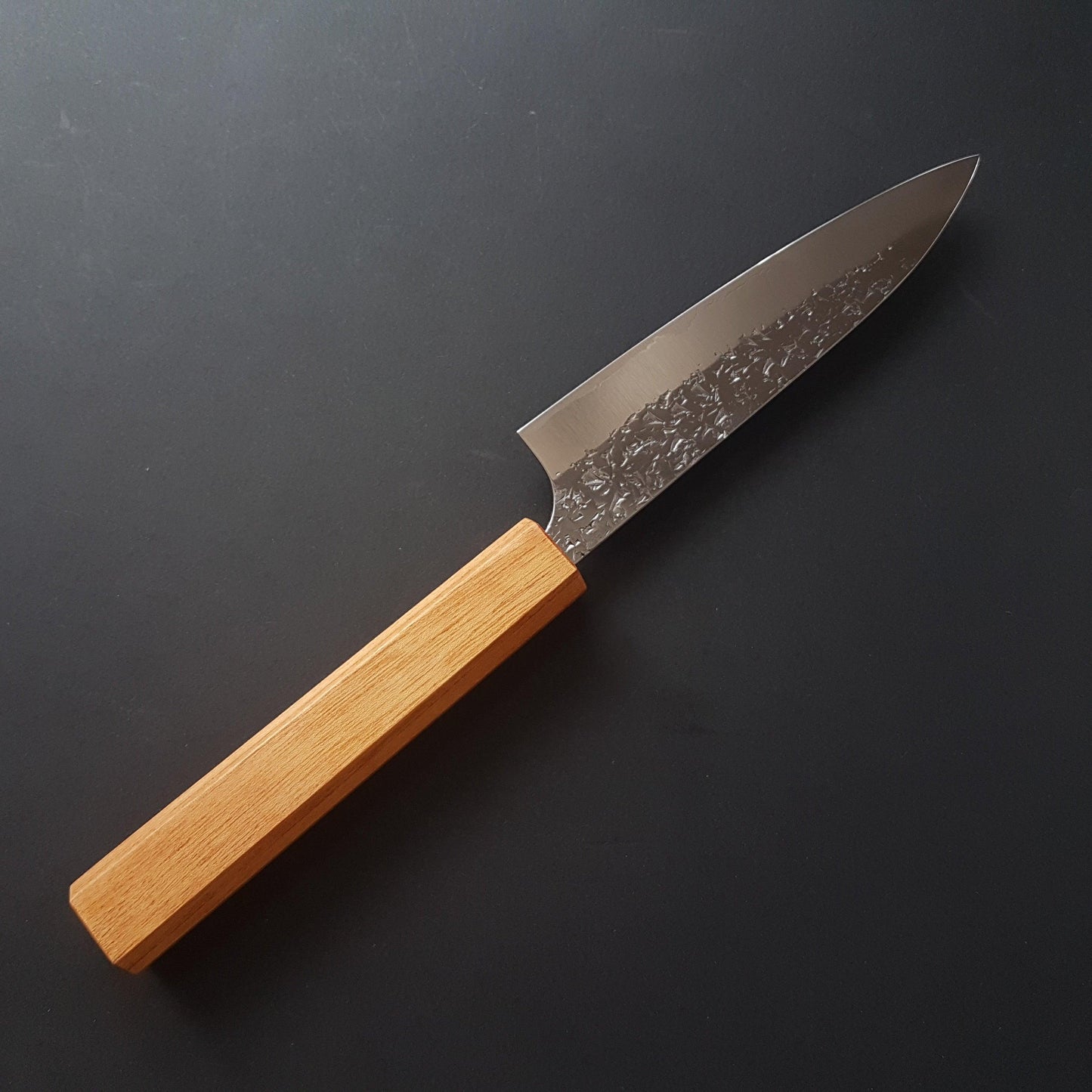 Petty knife, SG2 powder steel, tsuchime finish, mono keyaki handle - Yu Kurosaki