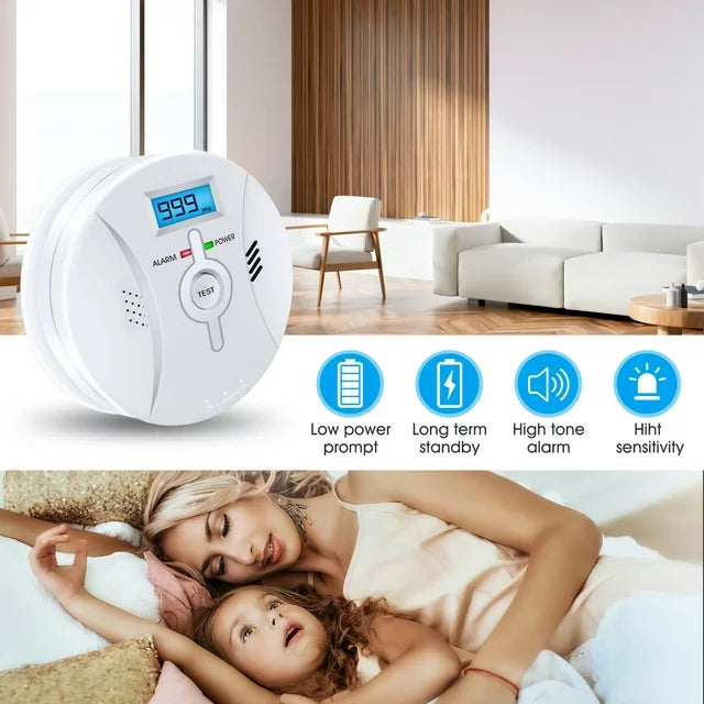 Carbon Monoxide and Smoke Alarms, iFanze Sensitive Wireless Carbon Monoxide Alarm CO Detector with LCD Digital Display Plug-in Wall for Home Office Factory