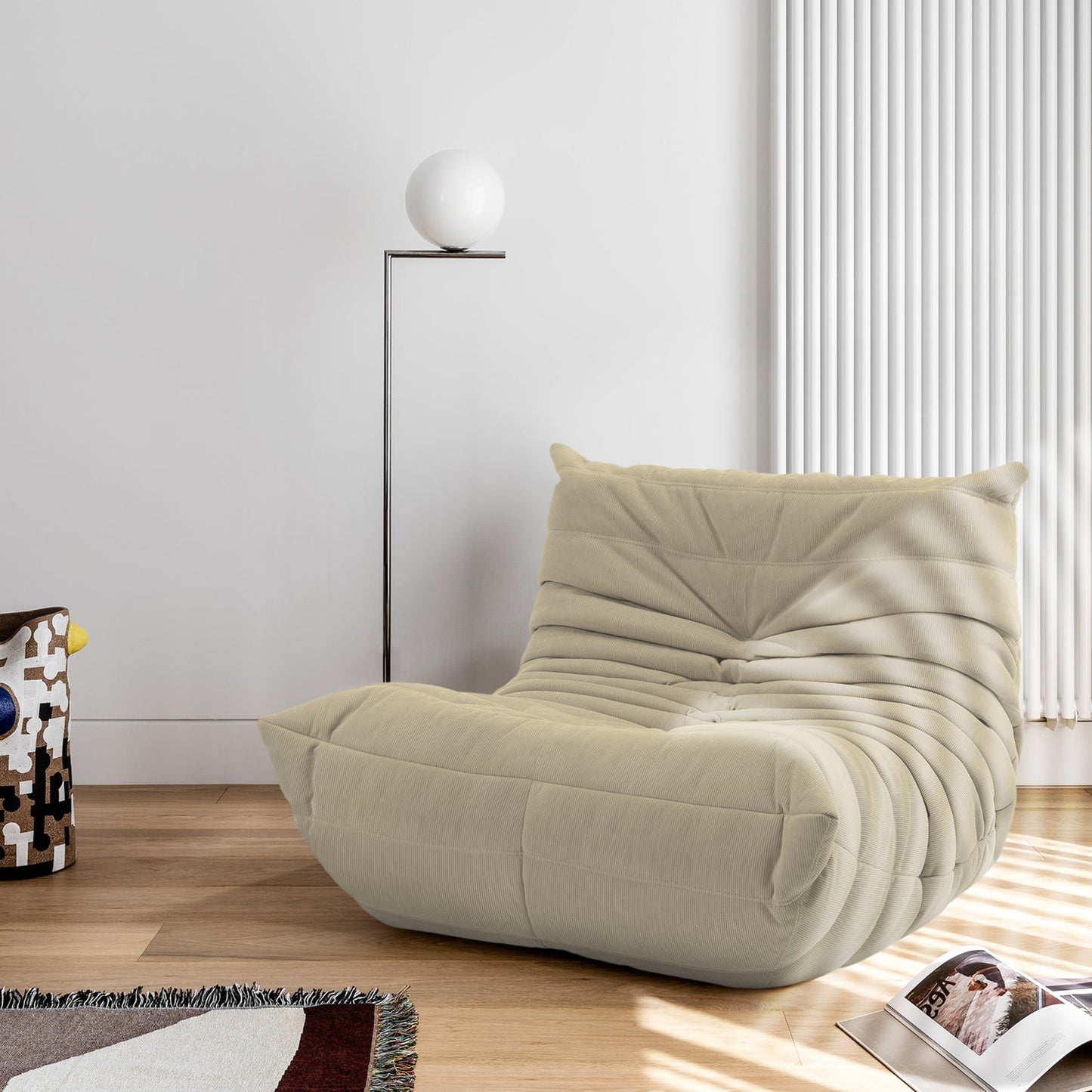 Memory Foam Floor Chair, Comfortable Back Support Lazy Sofa, Comfy for Reading Game Meditating, Light Brown