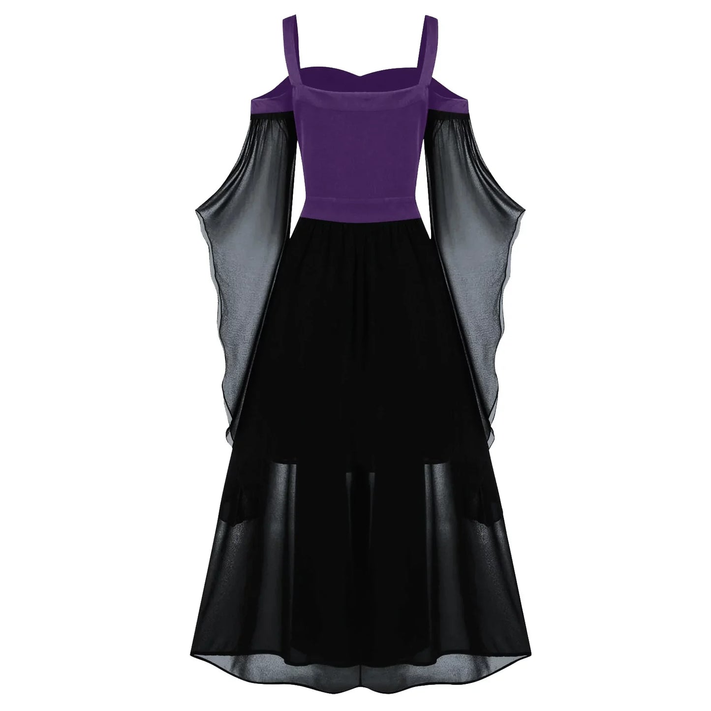 Apepal Women Plus Size Cold Shoulder Butterfly Sleeve Halloween Gothic Dress Black L
