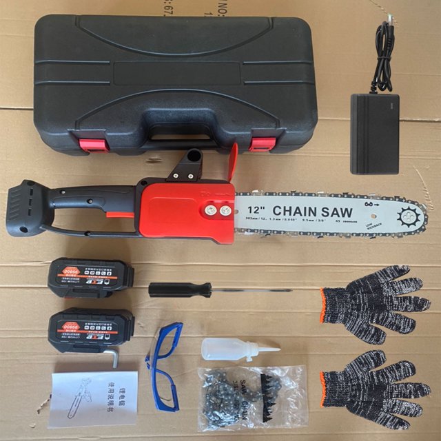 RELOIVE Electric Chainsaw 12 Inch Cordless Chainsaw Brushless with 2x2.0Ah Battery Power Chain Saw with Gloves and Strap for Wood Cutting, Logging and Tree Trimming