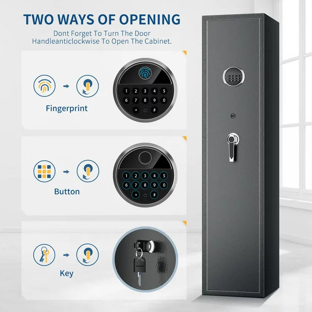TTLIFE Biometric Gun Safe,Quick Access Fingerprint Long Gun Safe,6 Gun Metal Security Cabinet for Gun with Separate Gun Lock Box