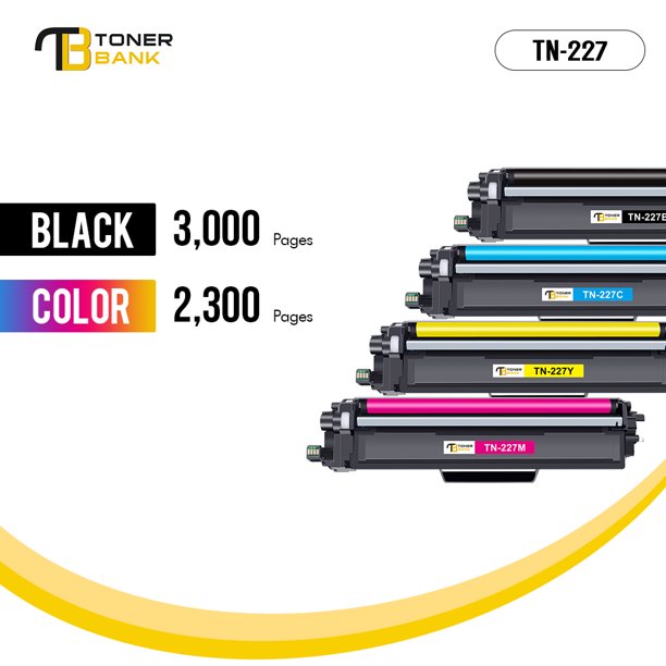 Toner Bank Compatible Toner Cartridges Replacement for Brother TN227 TN-227BK TN-223 for HL-L3210CW HL-L3290CDW MFC-L3750CDW MFC-L3710CW HL-L3230CDW L3270CDW MFC-L3770CDW Printer Ink (5-Pack)