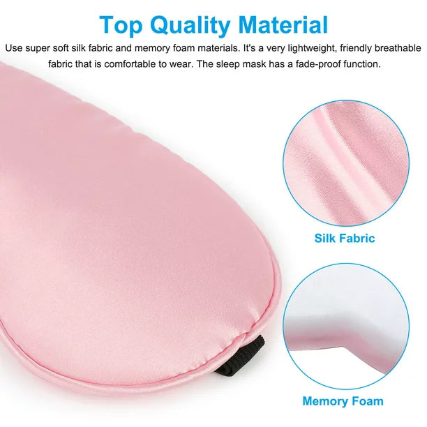 QWANG Set Of 3 Sleeping Eye Masks, Silk Eye Masks With Adjustable Straps, Smooth Soft Satin Eye Masks For Women Men, Elastic Straps Night Eye Mask Travel Nap