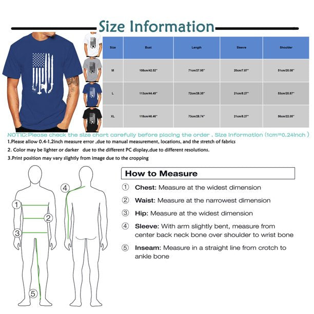 QWANG Fashion Men Casual Summer Flag Print Short Sleeve O-Neck Tops Blouse T-Shirts