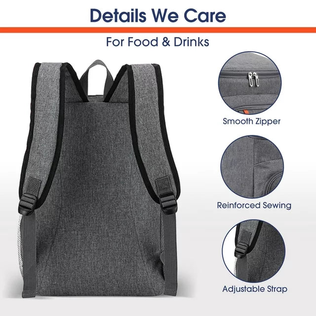 iFanze Large Insulated Lunch Bag, 25L Leakproof Thermal Reusable Lunch Box for Office Work, School Picnic, Beach, Lunch Cooler Bag with Adjustable Shoulder Strap for Kids/Adults, Dark Blue