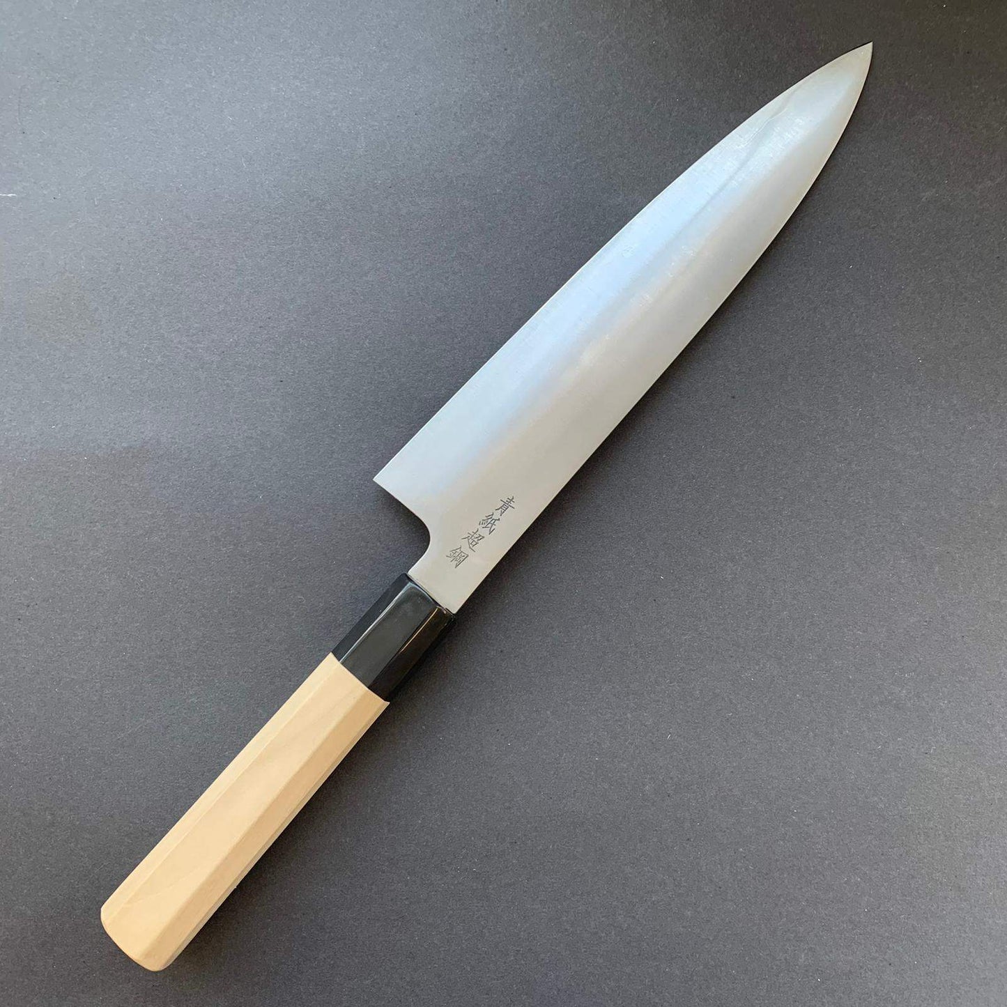 Gyuto knife, Aogami super with stainless cladding, migaki finish - Sukenari