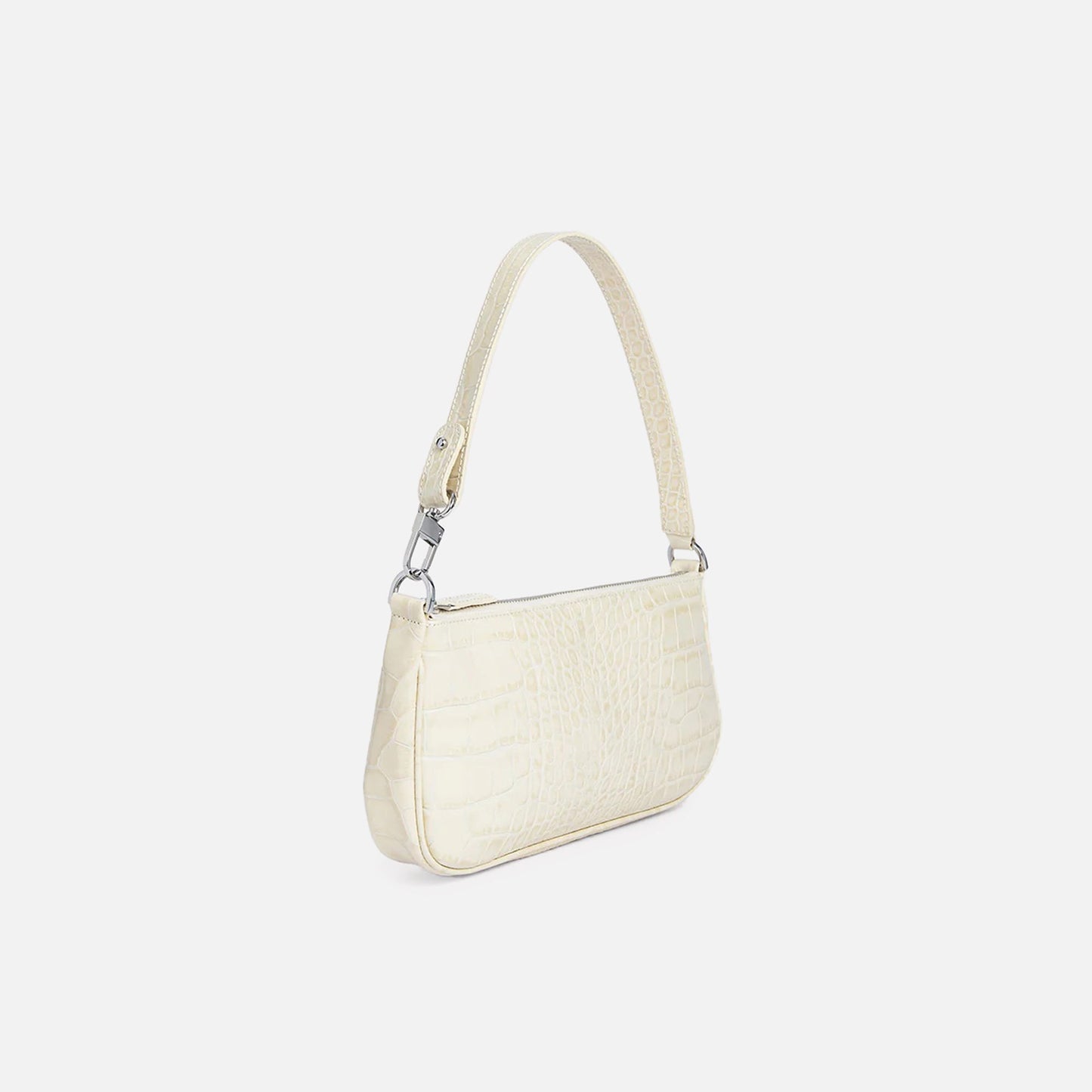 By Far Rachel Croc Embossed Leather - Cream