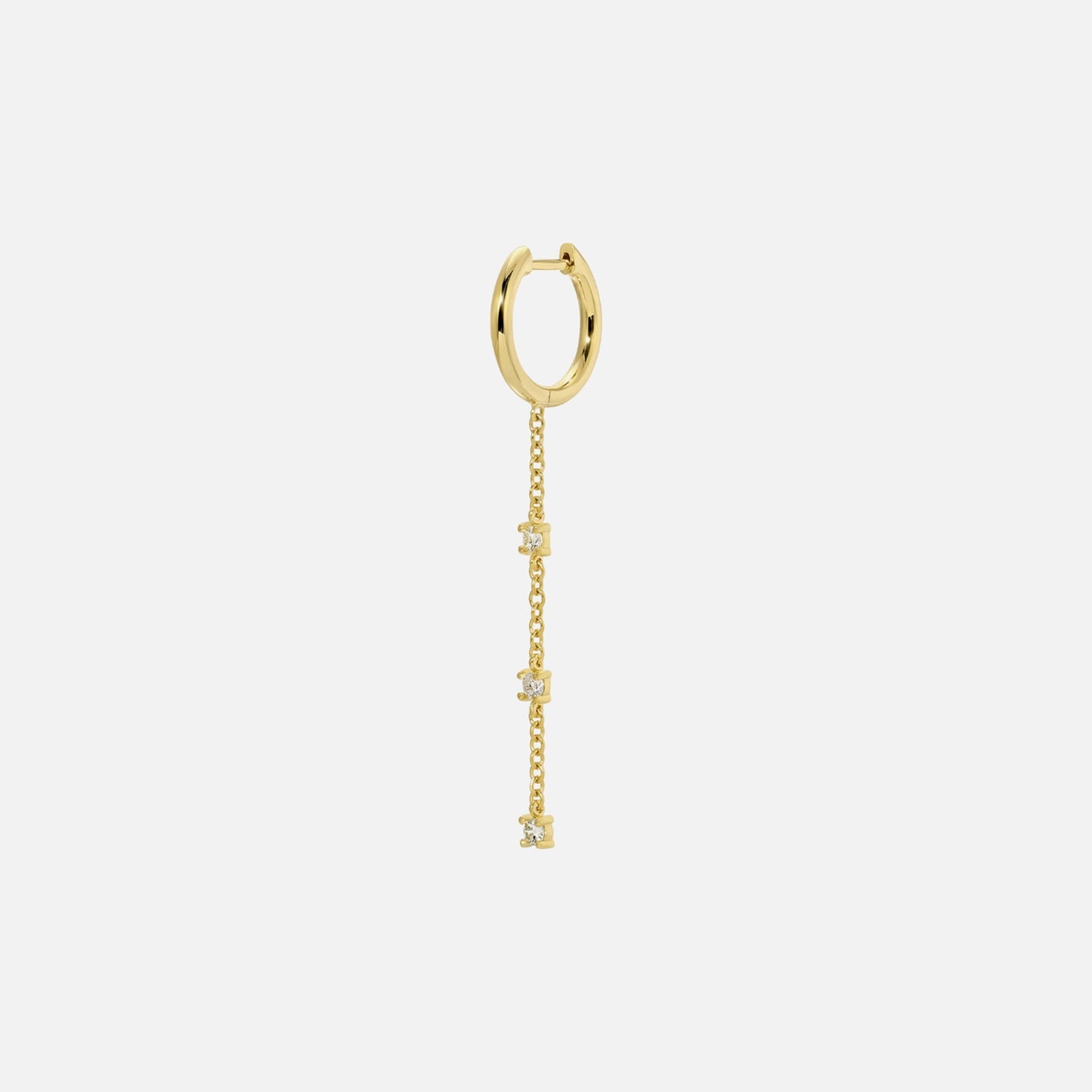 Isa Grutman Single Huggie with Diamond Chain Drop 14K Gold - Yellow Gold