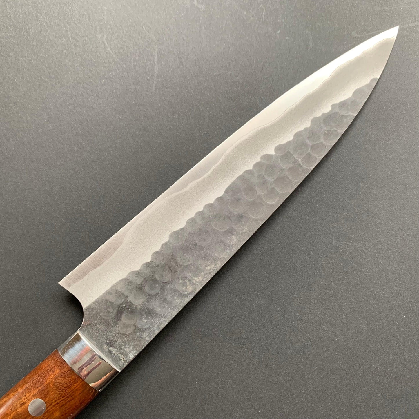Gyuto knife, Aogami Super carbon steel, Kurouchi and Tsuchime finish - Saji