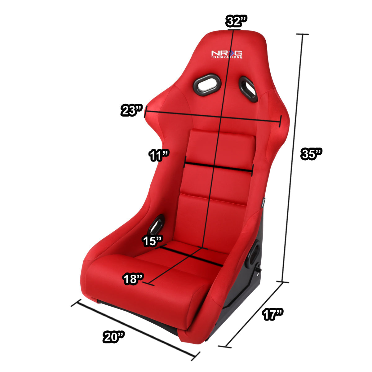 Pair Red Fiberglass Woven Fixed Back Bucket Racing Seats - FRP-300RD-X2