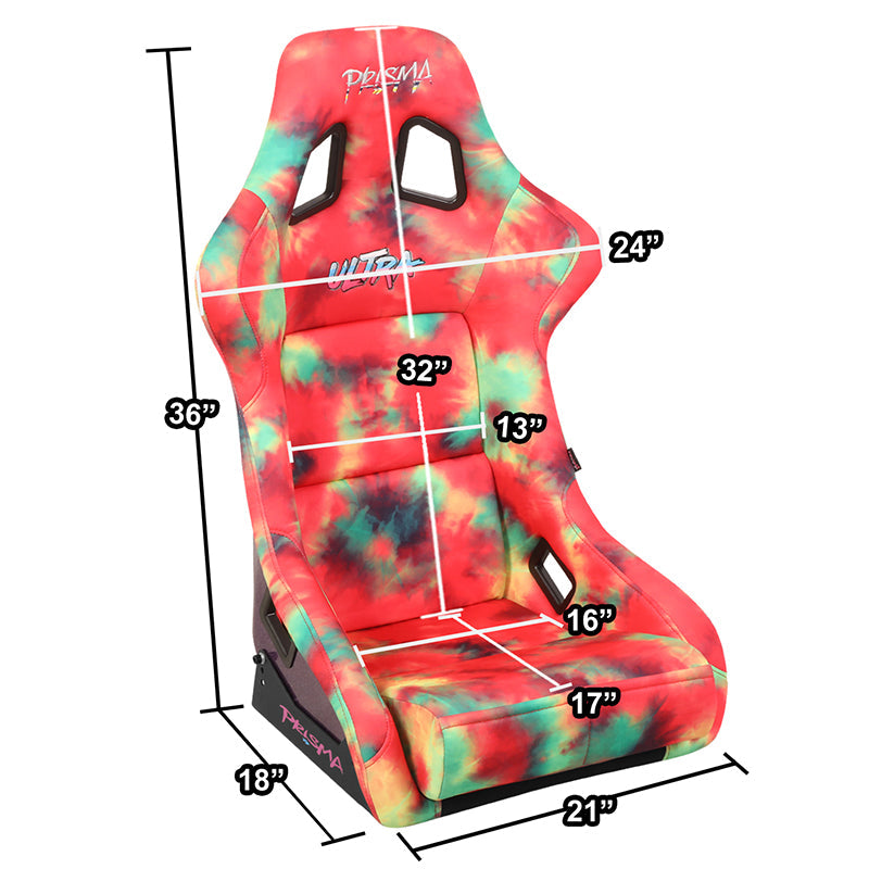 Tie Dye Fiberglass Vegan Satin Bucket Racing Seat - FRP-302-TIEDYE