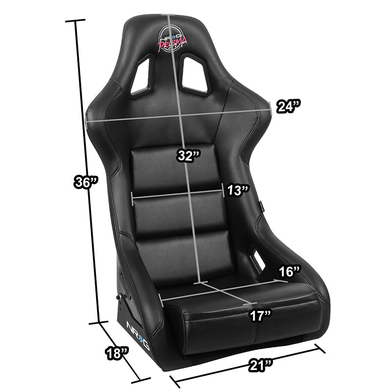 Prisma Vegan Vinyl Large Fixed Back Bucket Racing Seat - FRP-302BK-V