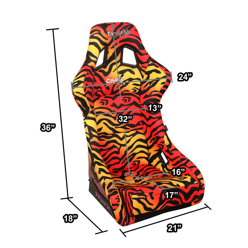 Tiger Orange Vegan Satin Racing Seats w/Mount Bracket - FRP-302TIGRE-SAVAGE