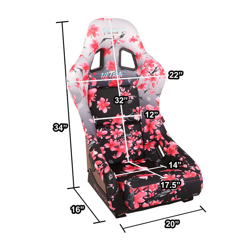 Vegan Satin Fixed Back Racing Bucket Seat - FRP-303-SAKURA
