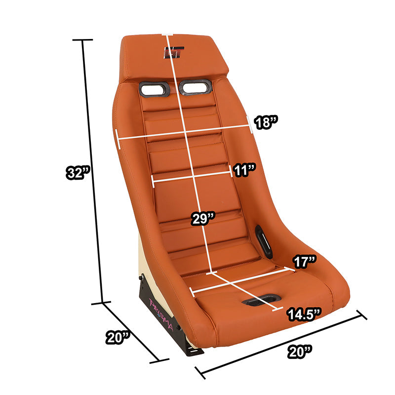 Vegan Leather Fixed Back Racing Bucket Seat - PRI-100BR-STARDUST
