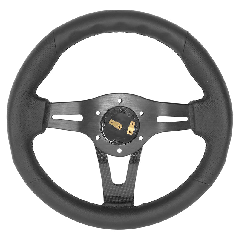 320mm Aluminum Carbon Fiber Spoke Leather Grip Steering Wheel - RST-002RCF