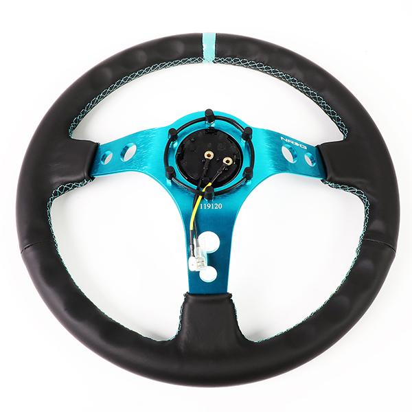 350mm 3 in. Deep Dish Leather Grip Steering Wheel - RST-006TL