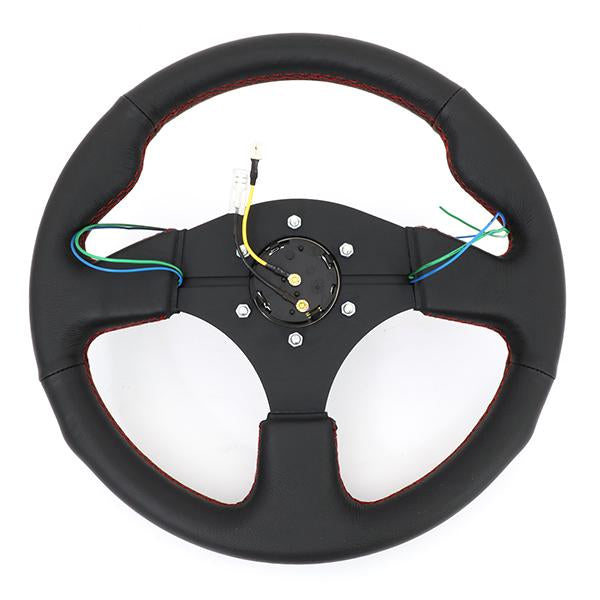 320mm Leather Grip Steering Wheel w/Button - RST-007R