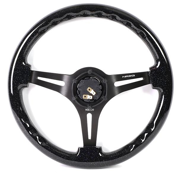 350mm 3 in. Deep Dish Black Spokes Colored Wood Steering Wheel - RST-018BSB-BK