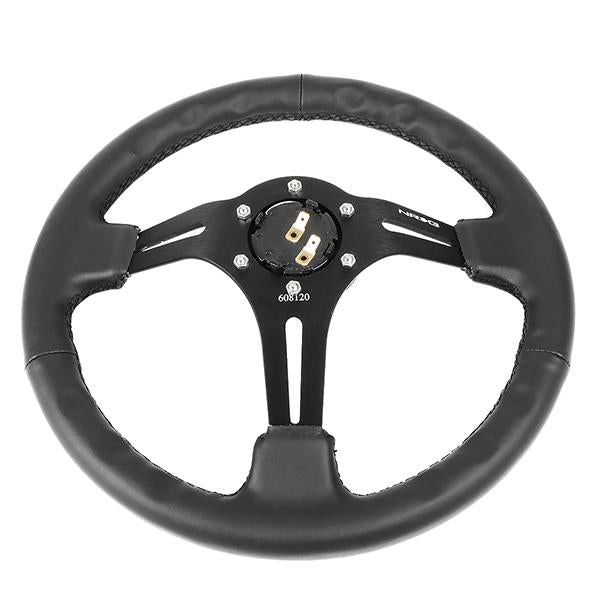 350mm 3 in. Deep Dish Leather Grip Steering Wheel - RST-018R