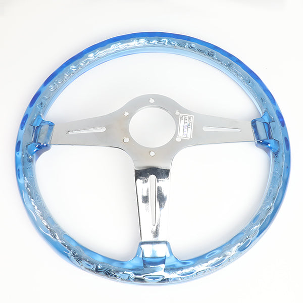 350mm Aluminum 2 in.Deep Dish Acrylic Grip Steering Wheel - RST-027CH-BL