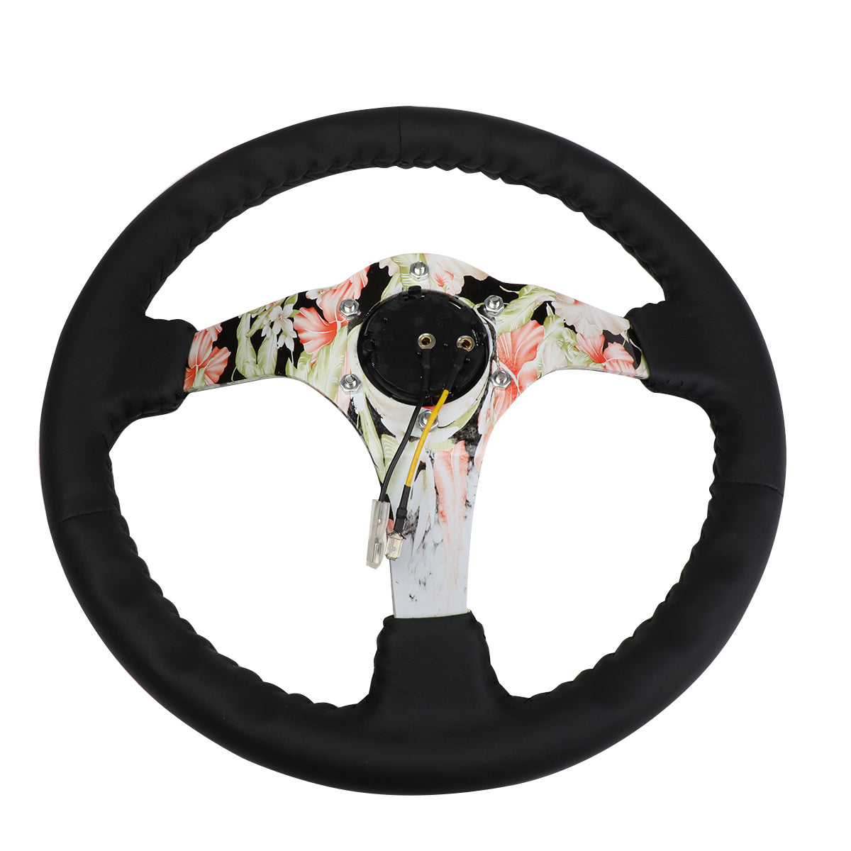 350mm 3 in. Deep Dish Leather Grip Steering Wheel - RST-036FL-R