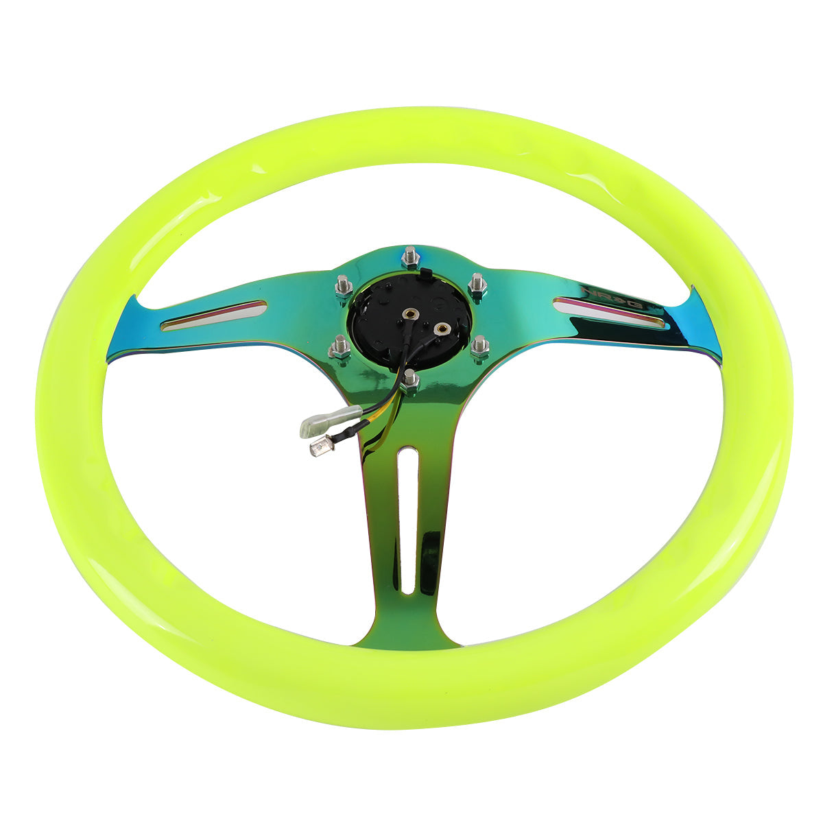 350mm Yellow Wood Grain Neochrome Spoke Steering Wheel - ST-015MC-NYW
