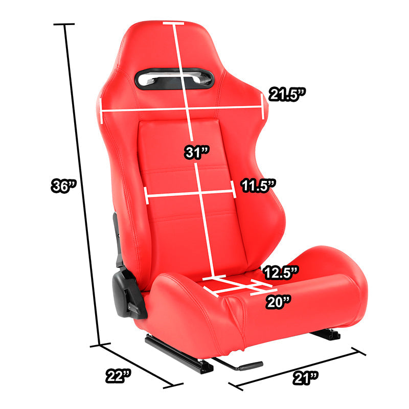 Red Vinyl Stitching Racing Seat <BR>21.5 X 22 X 36 In. Overall Dimensions