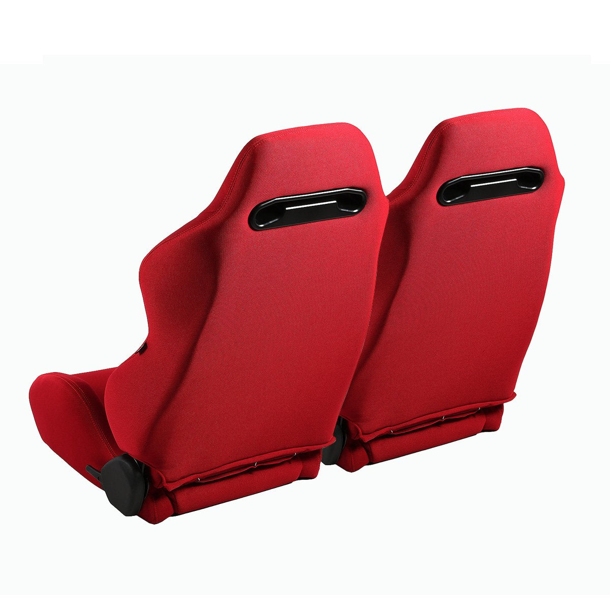 Pair Type-R Woven Upholstery Cloth Racing Seat w/Slider - RS-TR-LG-RD