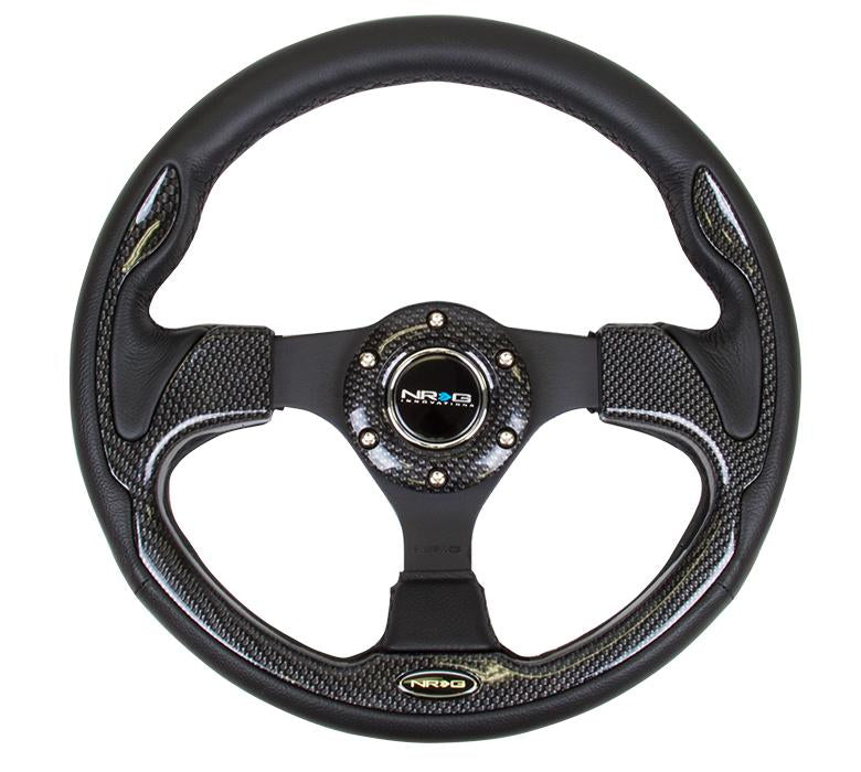 320mm Black Leather Grip Steering Wheel - RST-001BK