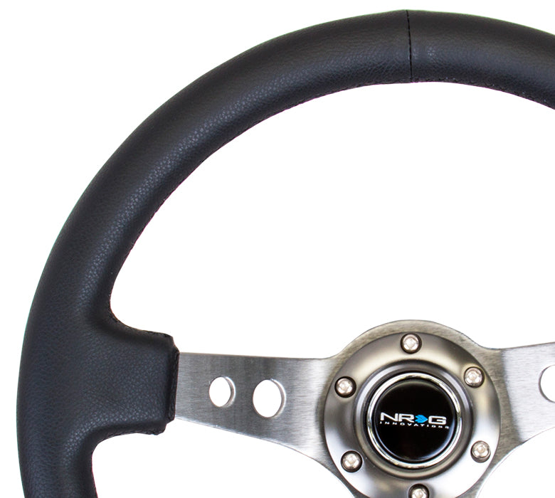 350mm 3 in. Deep Dish Leather Grip Steering Wheel - RST-006GM