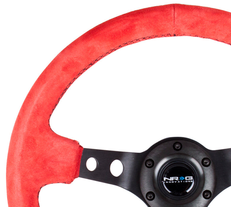 350mm 3 in. Deep Dish Red Suede Grip Steering Wheel - RST-006S-RR
