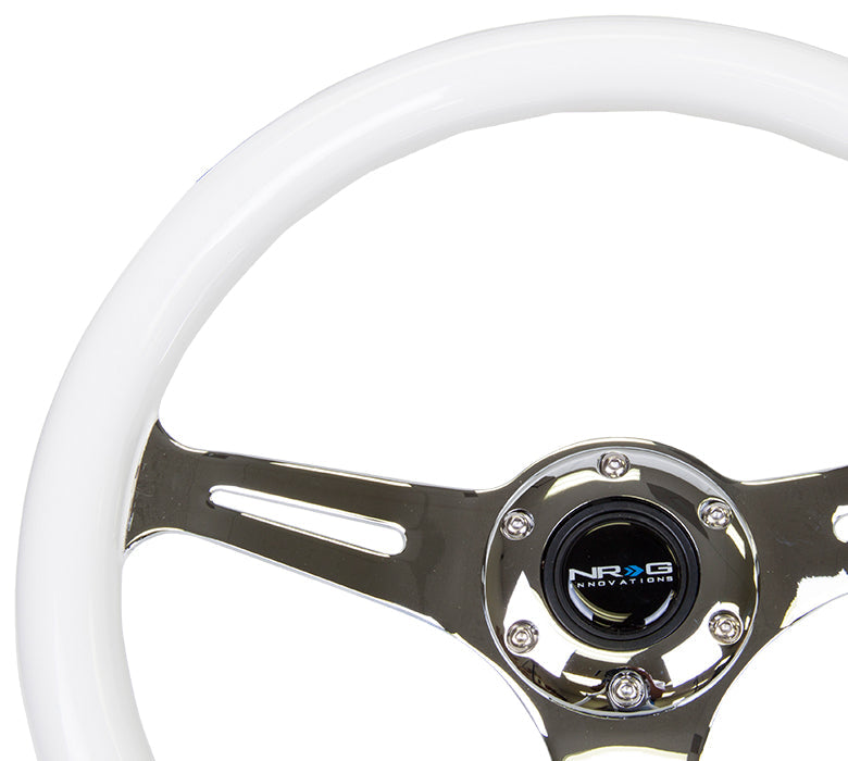 350mm Luminor White Wood Grain Steering Wheel - Purple Glow - ST-015CH-GL - PP