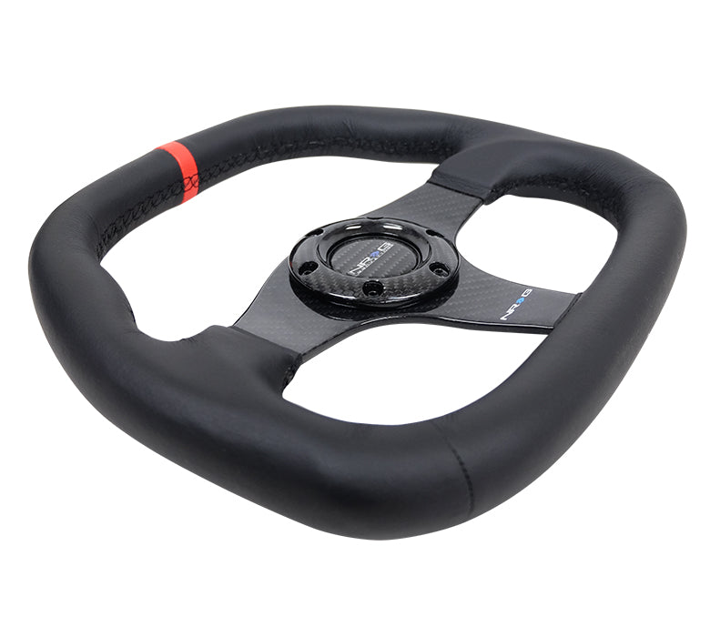 320mm Flat Bottom Leather Grip Carbon Fiber Steering Wheel - ST-019CF-R
