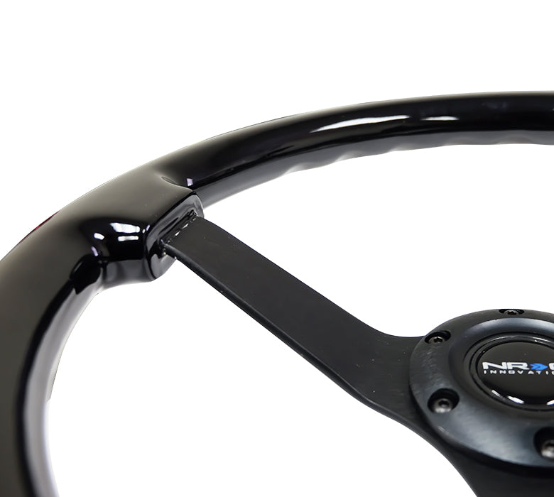 350mm Vintage Black Wood Grain Grip Steering Wheel - RST-036BK-BK