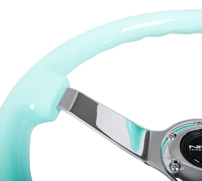 350mm 3 in. Deep Dish Mint Fresh Wood Grain Steering Wheel - ST-036MF-CH